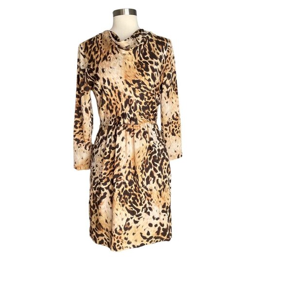 Bill Blass Vintage Silk Leopard Animal Print Dress Cocktail - Picture 1 of 12